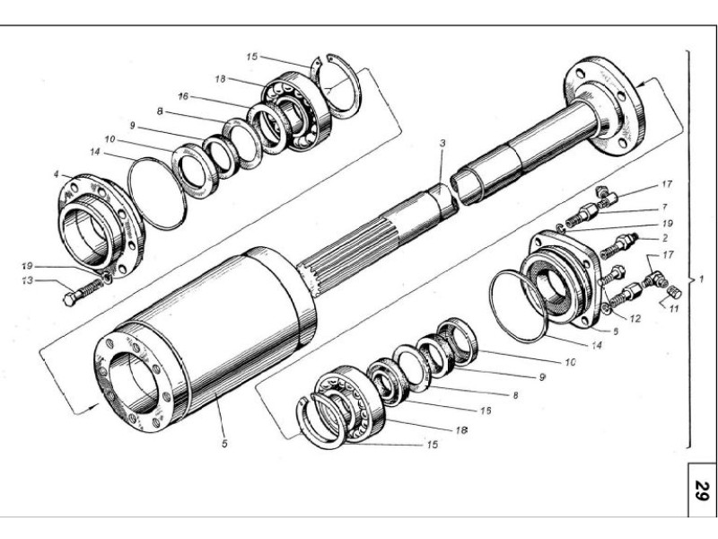 Передача карданних мостів на трактор Т-150 151.36.001