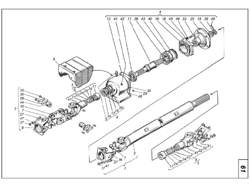 Вал відбору потужності із приводом на трактор Т-150К 151.41.001-2